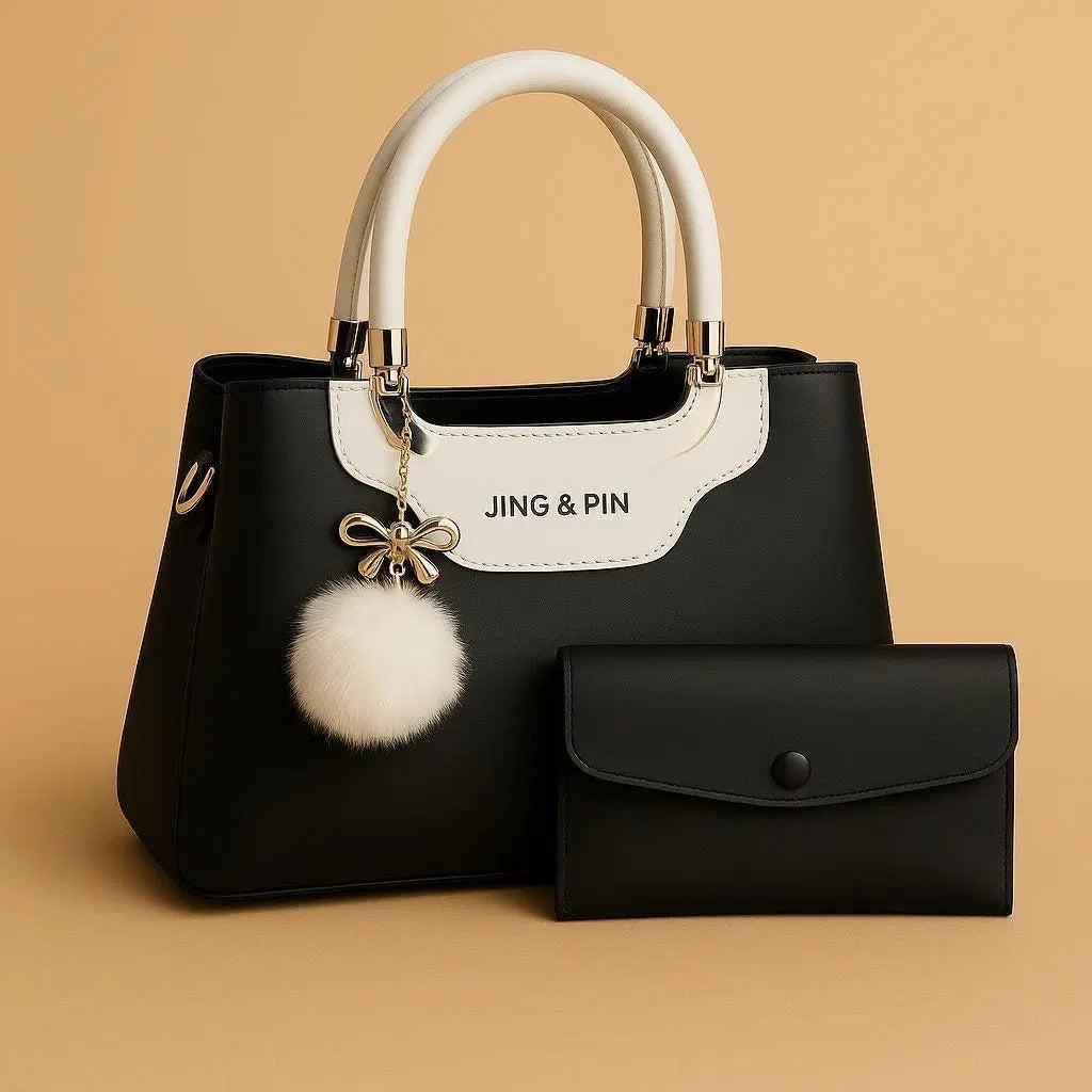 Women's PU Leather Plain Hand Bag Set