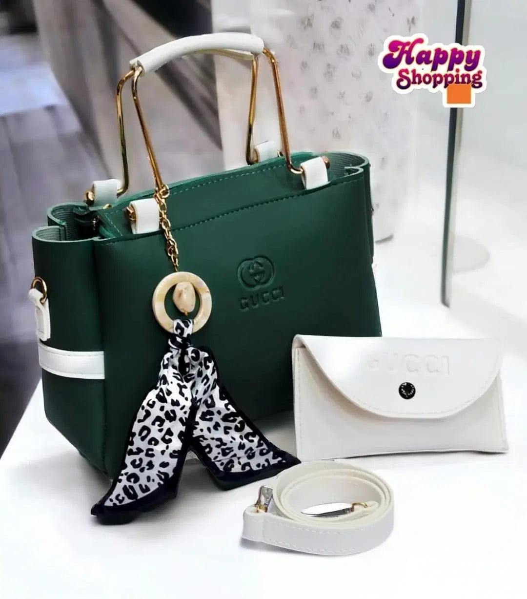 Stylish Women's Hand Bag Set - 2 Pcs Rexine with Plain Pattern